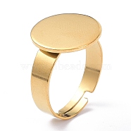 Ion Plating(IP) Adjustable 304 Stainless Steel Finger Rings Components, Pad Ring Base Findings, Flat Round, Real 18K Gold Plated, Tray: 14mm, 4mm, US Size 6 1/2(16.9mm)(STAS-P291-03D-G)