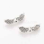 Tibetan Style Alloy Beads, Wing, Cadmium Free & Nickel Free & Lead Free, Antique Silver, 7x22x3mm, Hole: 1mm, about 1130pcs/1000g(TIBEB-Q067-31AS-NR)