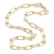 Vacuum Plating 304 Stainless Steel Paperclip Chain Necklaces, with Lobster Claw Clasps, Golden, 17.79 inch(45.2cm)(STAS-A051-07G)