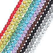 10 Strands 10 Colors Synthetic & Natural Lava Rock Beads Strands, Dyed, Round, Mixed Color, 6~7mm, Hole: 0.7~1mm, about 1 strand/color(G-OC0005-04)