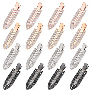 CRASPIRE 16Pcs 4 Colors Surfboard Shaped Alloy Rhinestone Alligator Hair Clips, No-Trace Bangs Hair Clip, Hair Accessories for Girls, Mixed Color, 67x18.5x11mm, 4pcs/color(PHAR-CP0001-10)