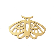 304 Stainless Steel Pendants, Laser Cut, Hollow Moth Charm, Golden, 20x30x1mm, Hole: 1.5x2mm(STAS-R226-04G)