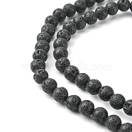 Natural Lava Rock Beads Strands, Round, Black, 8mm, Hole: 1mm, about 50pcs/strand, 15.7 inch(40cm)(G-YW0002-07)