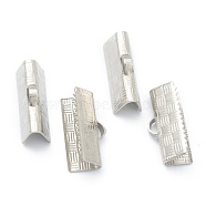 304 Stainless Steel Ribbon Crimp Ends, Stainless Steel Color, 7x15x5mm, Hole: 1x2.5mm(STAS-H158-B02-P)
