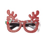 Christmas Plastic & Non-woven Fabric Glitter Glasses Frames, for Christmas Party Costume Decoration Accessories, Deer, 100x150x28mm(AJEW-E053-01E)