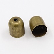 Iron Cord Ends, End Caps, Bell, Antique Bronze, 9x8mm, 7mm inner diameter, Hole: 1.5mm(IFIN-D002-9x8mm-AB)