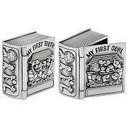 2Pcs 2 Styles Alloy My First Curl and My First Tooth Book Keepsake Box, Tooth Collection Organizer Holder, Great Gift Idea for Babies to Keep The Childhood Memory, Antique Silver, 4x3.9x2.2cm, 1pc/style(ODIS-WH0043-71)