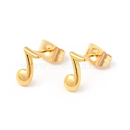 304 Stainless Steel Tiny Musical Note Stud Earrings with 316 Stainless Steel Pins for Women, Golden, 8.5x4.5mm, Pin: 0.6mm(EJEW-J043-20G)