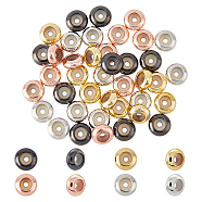 CHGCRAFT 40Pcs 4 Colors Brass Beads, with Rubber Inside, Slider Beads, Stopper Beads, Rondelle, Mixed Color, 10x4mm, Hole: 2mm, 10pcs/color(KK-FH0006-49B)