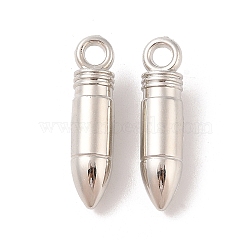 CCB Plastic Pendants, Bullet Charm, Platinum, 32x8x8mm, Hole: 3.5mm(CCB-N006-14P)