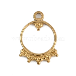 Ion Plating(IP) 304 Stainless Steel Charms, Ring Charm, Real 18K Gold Plated, 14.5x10x1mm, Hole: 1.2mm(STAS-U019-42G)