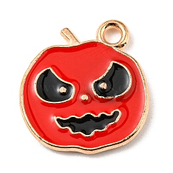 Alloy Enamel Pendants, Halloween Theme, Light Gold, Apple, 16x15x1.5mm, Hole: 1.5mm(ENAM-G218-A04)