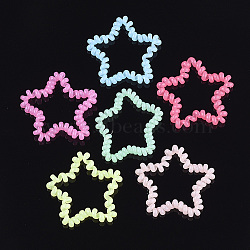 Plastic Telephone Cord Elastic Hair Ties, Ponytail Holder, Star, Mixed Color, 45~50x47~51x5~6mm(OHAR-T006-37)