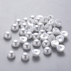 Half Round ABS Plastic Imitation Pearl Cabochons, DIY loosed Beads Cabochons for Face Beauty Makeup Nail Art Craft DIY Phone Making, High Luster, White, 8x5mm(MRMJ-Q092-8mm-D04)
