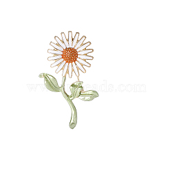 Fashionable Sunflower Enamel Pins, Alloy Brooch Clothing Accessory, White, 47x30mm(PW-WG8B792-02)