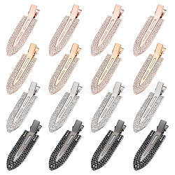 16Pcs 4 Colors Surfboard Shaped Alloy Rhinestone Alligator Hair Clips, No-Trace Bangs Hair Clip, Hair Accessories for Girls, Mixed Color, 67x18.5x11mm, 4pcs/color(PHAR-CP0001-10)