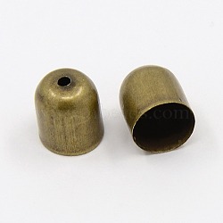 Iron Cord Ends, End Caps, Bell, Antique Bronze, 9x8mm, 7mm inner diameter, Hole: 1.5mm(IFIN-D002-9x8mm-AB)