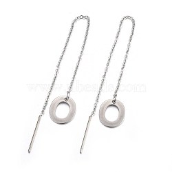304 Stainless Steel Stud Earrings, Hypoallergenic Earrings, Ear Threads, Alphabet, Letter.O, 107~112x1mm, Pin: 15x0.7mm, letter: 11x9.5x0.5mm(EJEW-L205-01O)