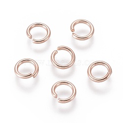 304 Stainless Steel Open Jump Rings, Rose Gold, 7x1.2mm, Inner Diameter: 5mm(X-STAS-O098-02RG-09)
