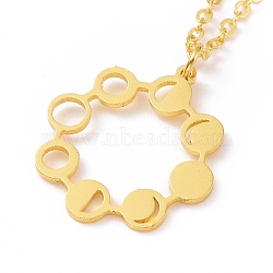 Alloy Moon Phase Ring Pendant Necklace for Women, Golden, 18.66 inch(47.4cm)(NJEW-G030-05G)
