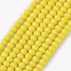 Yellow Imitation Jade Glass Faceted Rondelle Bead Strands, 3x2mm, Hole: 1mm, about 139pcs/strand, 14 inch(X-GLAA-F001-3x2mm-11)