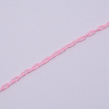 Plastic Cable Chains, Pink, 8.5x4.5x1mm, 50cm/strand