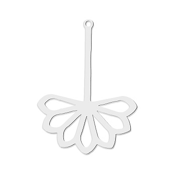 201 Stainless Steel Pendants, Laser Cut, Flower, Stainless Steel Color, 40x28.5x1mm, Hole: 1.6mm