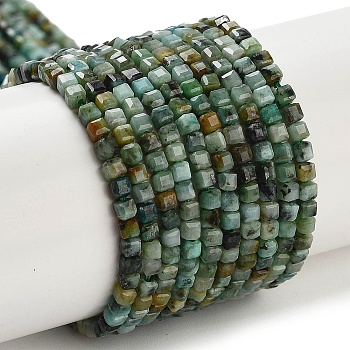 Natural African Turquoise(Jasper) Beads Strands, Faceted, Cube, 2x2x2mm, Hole: 0.6mm, about 201pcs/strand, 15.35 inch(39cm)