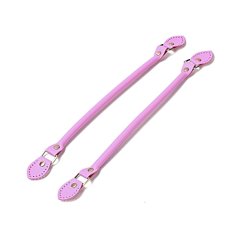 Leaf End Microfiber Leather Sew on Bag Handles, with Alloy Studs & Iron Clasps, Bag Strap Replacement Accessories, Deep Pink, 39.5x3.15x1.25cm