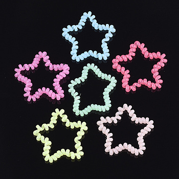 Plastic Telephone Cord Elastic Hair Ties, Ponytail Holder, Star, Mixed Color, 45~50x47~51x5~6mm
