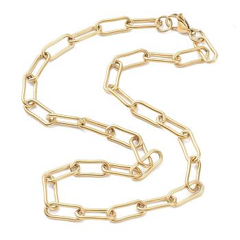 Vacuum Plating 304 Stainless Steel Paperclip Chain Necklaces, with Lobster Claw Clasps, Golden, 17.79 inch(45.2cm)