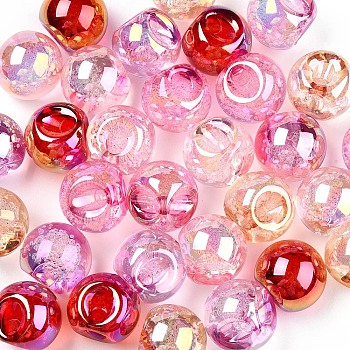 UV Plating Rainbow Iridescent Acrylic Beads, Round, Top Drilled, Mixed Color, 16x16x16mm, Hole: 3mm