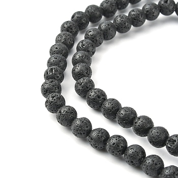 Natural Lava Rock Beads Strands, Round, Black, 8mm, Hole: 1mm, about 50pcs/strand, 15.7 inch(40cm)