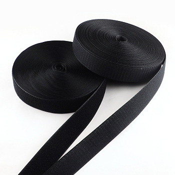 Adhesive Hook and Loop Tapes, Magic Taps with 50% Nylon and 50% Polyester, Black, 25mm, about 25m/roll, 2rolls/group