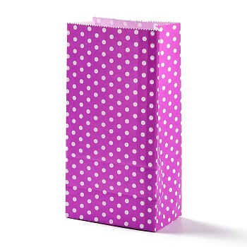 Rectangle Kraft Paper Bags, None Handles, Gift Bags, Polka Dot Pattern, Magenta, 9.1x5.8x17.9cm
