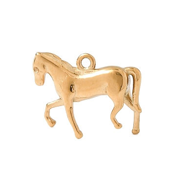 304 Stainless Steel Pendants, Horse Charm, Golden, 11x14x3.5mm, Hole: 1.2mm