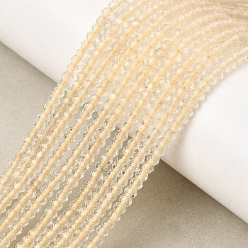 Heated Natural Lemon Quartz Beads Strands, Faceted Rondelle, 3x2mm, Hole: 0.6mm, about 181pcs/strand, 15.16''(38.5cm)