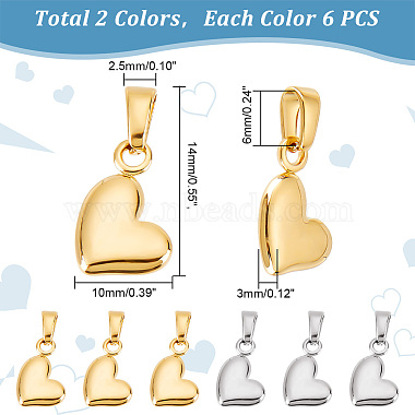 Gomakerer 12 Stück 2 Farben 304 Edelstahlanhänger(STAS-GO0001-05)-2