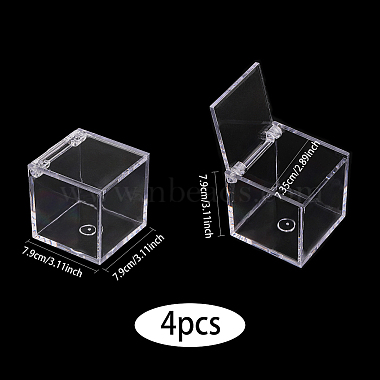 Квадратный прозрачный пластиковый футляр для хранения конфет(ODIS-WH0043-52)-2