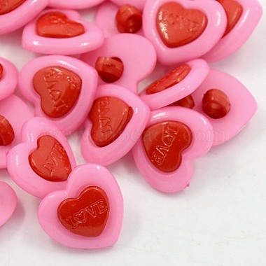 15mm Pink Heart Acrylic 1-Hole Button