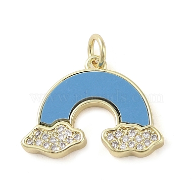 Real 18K Gold Plated Deep Sky Blue Rainbow Synthetic Turquoise Pendants