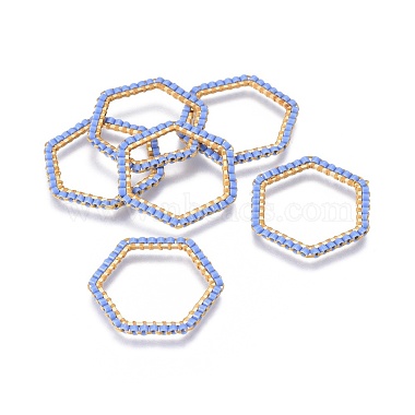 26mm CornflowerBlue Hexagon Glass Links