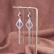 Rhodium Plated 925 Sterling Silver Rhombus with Chain Tassel Dangle Earrings(JE1048A)-7