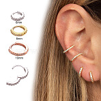 Brass Micro Pave Clear Cubic Zirconia Hoop Cartilage Earrings, Platinum, Inner Diameter: 7mm(WG0AF68-04)
