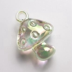 Transparent Acrylic Pendants, Mushroom, Medium Sea Green, 28x20x11.5mm, Hole: 3mm(TACR-TAC0009-07H)