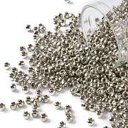 TOHO Round Seed Beads, Japanese Seed Beads, (713) Olympic Silver Metallic, 8/0, 3mm, Hole: 1mm, about 1110pcs/50g(SEED-XTR08-0713)