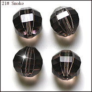 Imitation Austrian Crystal Beads, Grade AAA, Faceted, Round, Gray, 10mm, Hole: 0.9~1mm(SWAR-F079-10mm-21)