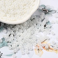 Glass Seed Beads, Ceylon, Round Hole, Round, WhiteSmoke, 4x3mm, Hole: 1.4mm, 7650pcs/pound(SEED-H002-E-A141)