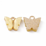 Acrylic Charms, with Light Gold Tone Alloy Finding, Butterfly Charm, Pale Goldenrod, 13x14x3mm, Hole: 2mm(MACR-C012-01KCG-12)