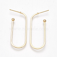 Brass Stud Earrings, Nickel Free, Real 18K Gold Plated, 17.5x45mm, Pin: 0.8mm(KK-S350-349G)